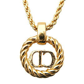 Authentic Christian Dior CD Logo Necklace Penadant Gold Used F/S