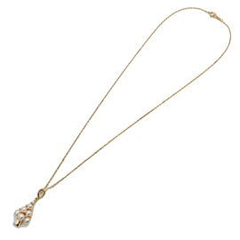 Auth MIKIMOTO Tree Motif Pearl Diamond Necklace K18YG 750 Yellow Gold Used F/S