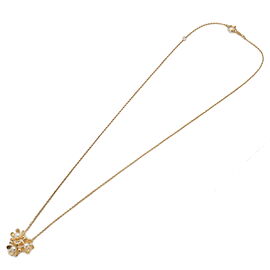 Authentic MIKIMOTO Flower Motif 3P Pearl Necklace K18 750YG Yellow Gold Used F/S