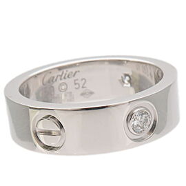 Authentic Cartier Love Ring Half Diamond K18WG 750WG White Gold