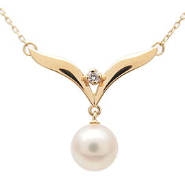 Authentic MIKIMOTO Pearl 7.4mm Diamond Necklace