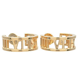 Authentic Tiffany&Co. Atlas Open Hoop Earrings K18 750 Yellow Gold Used F/S