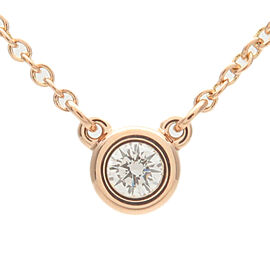 Tiffany & Co. By the Yard 1P Diamond Necklace 0.07ct K18 Rose Gold Used F/S