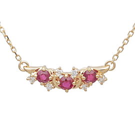 MIKIMOTO Ruby 0.43ct Diamond 0.08ct Necklace K18YG Yellow Gold