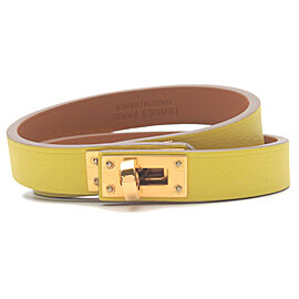 HERMES Mini Kelly Bracelet Double Tour Leather Yellow Size
