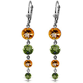 7.8 CTW 14K Solid White Gold Chandelier Earrings Citrine Peridot