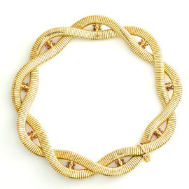 VINTAGE 14K Yellow Gold Diamond Ruby Sapphire Choker Style Necklace 86.3 Gr 14"