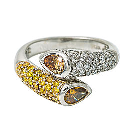 18K White Gold 2 Ct White Canary Diamonds Ring 6.4 Grams Size 6.75
