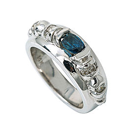14K White Gold 0.35 Ct Diamond 0.45 Ct Sapphire Band Ring 9.2 Grams Size 6.25