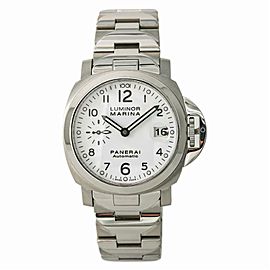 Panerai Luminor Marina PAM00051 Mens Automatic Watch White Dial SS 40mm