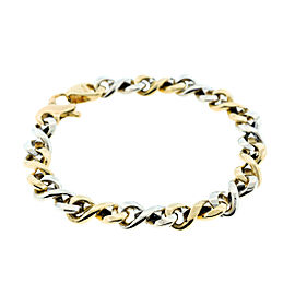 14K Two Tone Gold Men's Link Bracelet