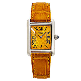 Cartier Tank 2416 Limited Edition Orange Quartz Lady Silver 925 Case Watch 22mm
