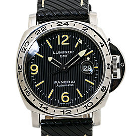 Panerai Luminor GMT PAM00029 Mens Automatic Watch Black Dial SS 46mm