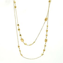 Women's Polished and Brushed Oval 14k Solid Gold Beads Long Station Necklace