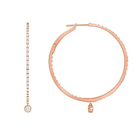 True 1.24 CT Diamonds in 18K Rose Gold 37 mm Height Hoop Earrings