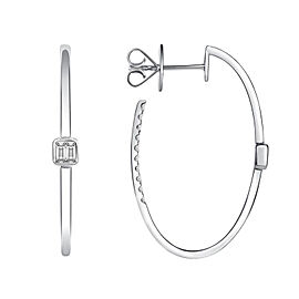 True CT Diamonds in 18K White Gold 36 mm Height Hoop Earrings
