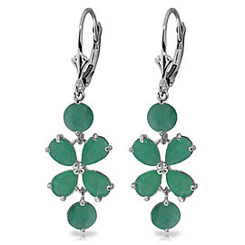 5.32 CTW 14K Solid White Gold Chandelier Earrings Natural Emerald