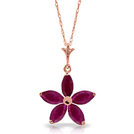 14K Solid Rose Gold Necklace with Natural Ruby