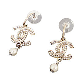 Chanel Metal And Simulated Glass Pearl Earrings