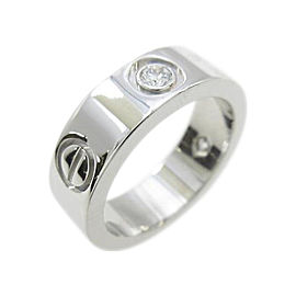 Cartier 18K White Gold Love Half Diamond Ring Size: 4.5