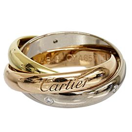 Cartier 18K Pink White And Yellow Gold Trinity With 5P Diamonds Ring