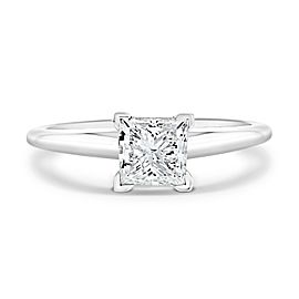 1.00 Carat Princess cut Diamond Solitaire Ring in HI Color I2 Clarity in 14K White Gold