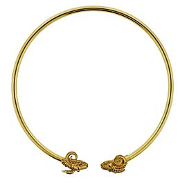 Gold Ruby Ram's Head Necklace