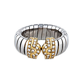 Bulgari Parentesi 18K White and Yellow Gold 0.35ctw Diamond Ring Size 5.75