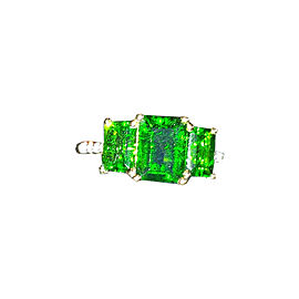 14K Yellow Gold Emerald Cut Chrome Diopside Diamond Ring
