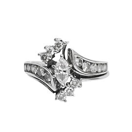 14K White Gold Marquise Engagement and Wedding RIng Size 7