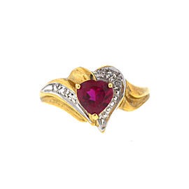 14K Yellow Gold Garnet Diamond Ring Size 7