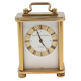 Van Cleef & Arpels 8 Days Vintage Brass Silver Dial Hand Wind Table Alarm Clock