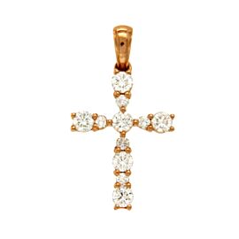 Luxo Jewelry 0.42 CT VS Diamonds 18K Rose Gold Cross Pendant Charm