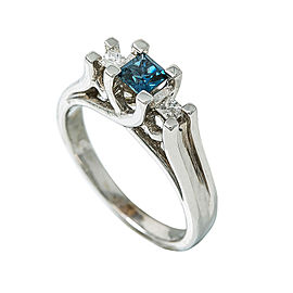 10K White Gold Diamond Genuine Sapphire Ring 3.0 Grams Ring Size 4.5