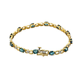 14K Yellow Gold 4 CT Diamond Sapphire Bracelet 8.5 Gram 7"