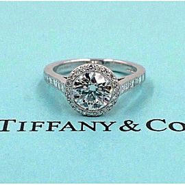 Tiffany & Co Bead Set Platinum Diamond Engagement Ring Rounds 2.27ct