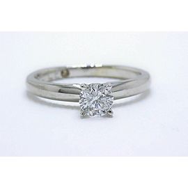Leo Diamond Solitaire Engagement Ring Round 0.45 cts 14k White Gold