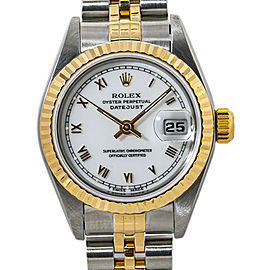 Rolex Datejust 69173 Automatic Lady's Watch White Dial 18K Two Tone W/Paper 26mm
