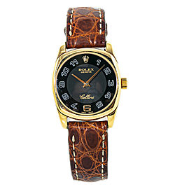 Rolex Cellini Danaos 6229 18K Gold Black Dial Lady's Watch with Box&Paper25mm