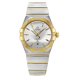 Omega Constellation Day Date Steel Gold Diamonds Mens Watch 123.25.38.22.02.002