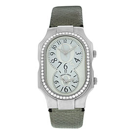 Philip Stein Teslar 2 Time Zone Diamond Stainless Steel Quartz 32MM Watch