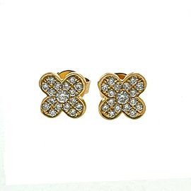 18k Yellow Gold Diamond Clover Stud Earrings 0.25 TCW