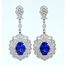 18K White Gold Tanzanite, Diamond Earrings
