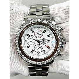 Breitling Super Avenger White Dial Diamond Bezel Stainless Steel
