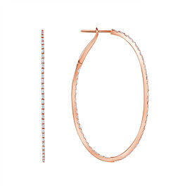True Diamonds in 18K Rose Gold 50 mm Height Hoop Earrings