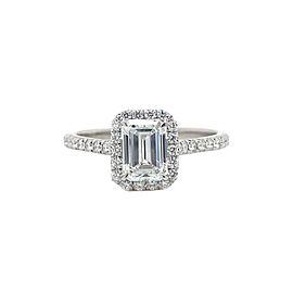 Tiffany & Co Soleste Emerald Diamond Engagement Ring Plat GIA