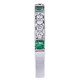 18K White Gold Diamond, Emerald Wedding Ring
