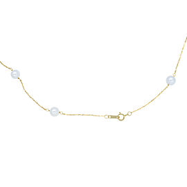 14K Yellow Gold Cultured Pearl, Diamond Necklace