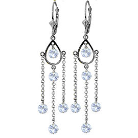 3 CTW 14K Solid White Gold Chandelier Earrings Natural Aquamarine