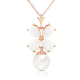 14K Solid Rose Gold Necklace with Natural Opals & pearl